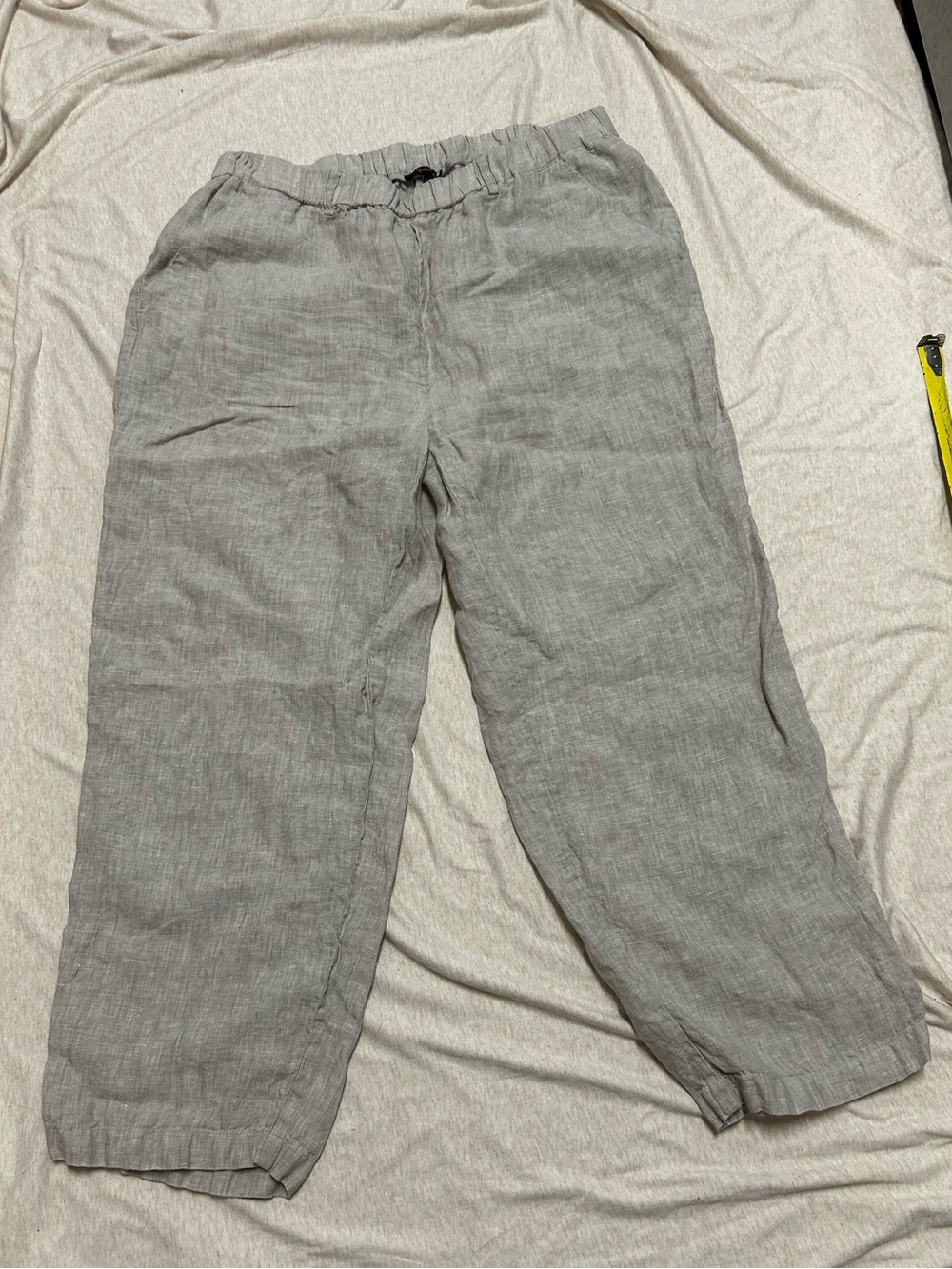 Quince 100% European Linen Pants in Flax Pull-on Elastic Lightweight Breathable